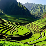 Santo Antão - Valley of Paúl**

"A lush, green valley in Santo Antão, Cape Verde, with terraced farms and a winding river. Farmers in traditional, modest clothing are working the land. Mango and banana trees are abundant. In the background, steep mountains rise.  Morning light, vibrant colors, perfect anatomy, correct proportions, natural pose, well-formed hands, proper finger count, professional photography, high quality, safe for work, appropriate content, fully clothed, family-friendly."

**
